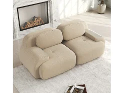 Sofá| Sofá de 2 lugares com almofadas - Sofá reto com braços curvos e almofadas decorativas - bombazine Bege