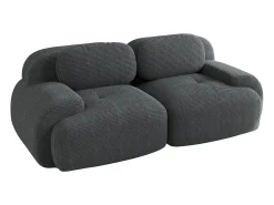 Sofá* Sofá de 2 lugares com almofadas - Sofá reto com braços curvos e almofadas decorativas - bombazine Cinzento