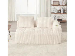 Hauss Spole Sofá de 2 lugares com almofada e bolso lateral - Veludo Cotelê -^ Sofá