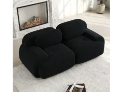 Sofá* Sofá de 2 lugares com almofadas - Sofá reto com braços curvos e almofadas decorativas - bombazine Preto