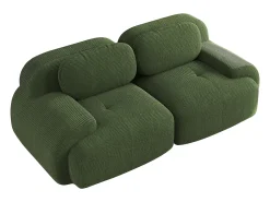 Outlet Sofá de 2 lugares com almofadas - Sofá reto com braços curvos e almofadas decorativas - bombazine Verde