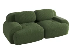 Outlet Sofá de 2 lugares com almofadas - Sofá reto com braços curvos e almofadas decorativas - bombazine Verde