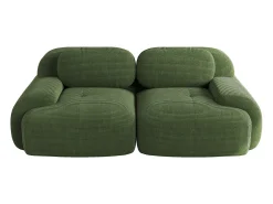 Outlet Sofá de 2 lugares com almofadas - Sofá reto com braços curvos e almofadas decorativas - bombazine Verde