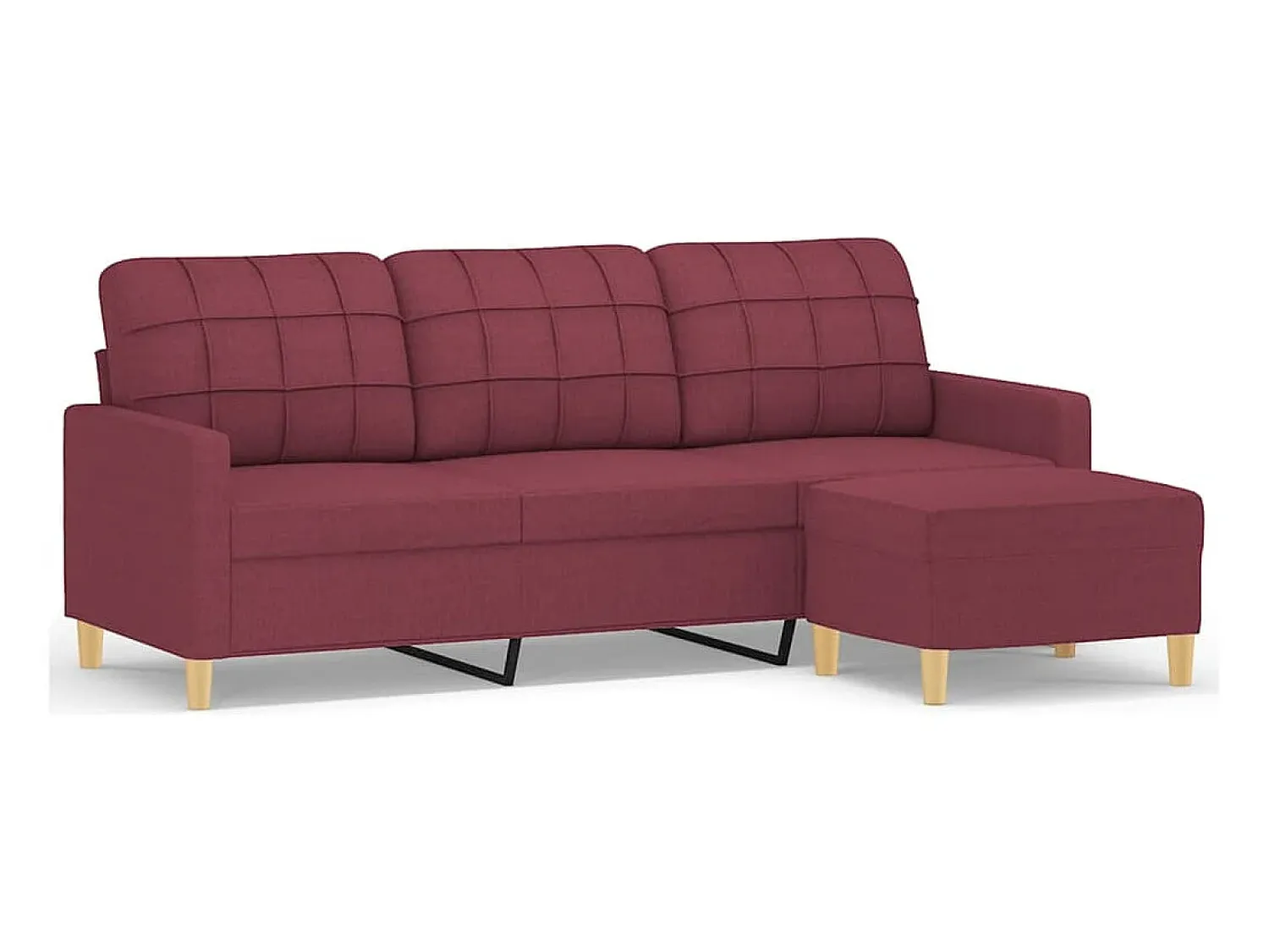Hot vidaxl Sofá de 3 lugares com apoio de pés 180 cm tecido tinto Vermelho