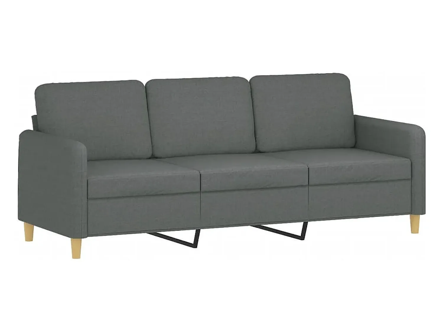 Sofá de 3 lugares com apoio de pés 180 cm tecido cinza-escuro PT299805^ Sofá