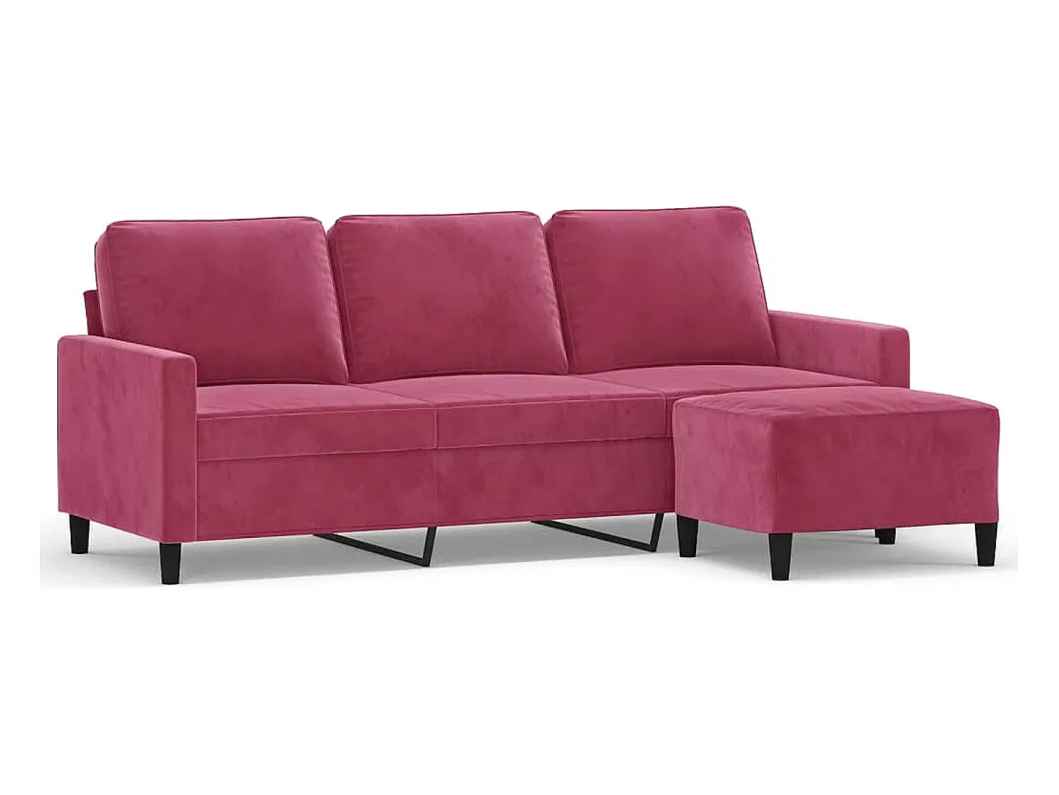 Sofá de 3 lugares com apoio de pés 180 cm veludo tinto PT397555^ Sofá