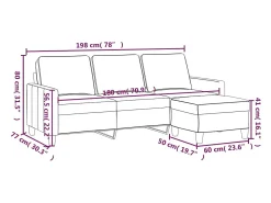 Sofá|vidaxl Sofá de 3 lugares com apoio de pés 180 cm tecido cinza-escuro Cinzento