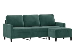 Sofá* Sofá de 3 lugares com apoio de pés 180 cm veludo -escuro PT808937 Verde