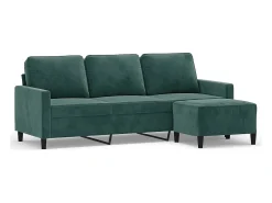 Sofá* Sofá de 3 lugares com apoio de pés 180 cm veludo -escuro PT808937 Verde