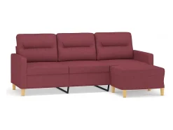 vidaxl Sofá de 3 lugares com apoio de pés 180 cm tecido tinto^ Sofá