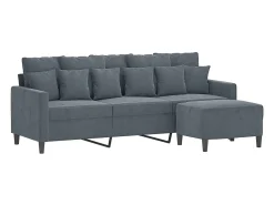 Sofá de 3 lugares com apoio de pés 180 cm veludo cinza-escuro PT811282^ Sofá