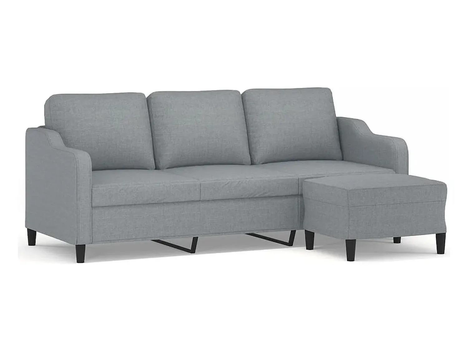 Sofá* Sofá de 3 lugares com apoio de pés 180 cm tecido -claro PT329435 Cinzento