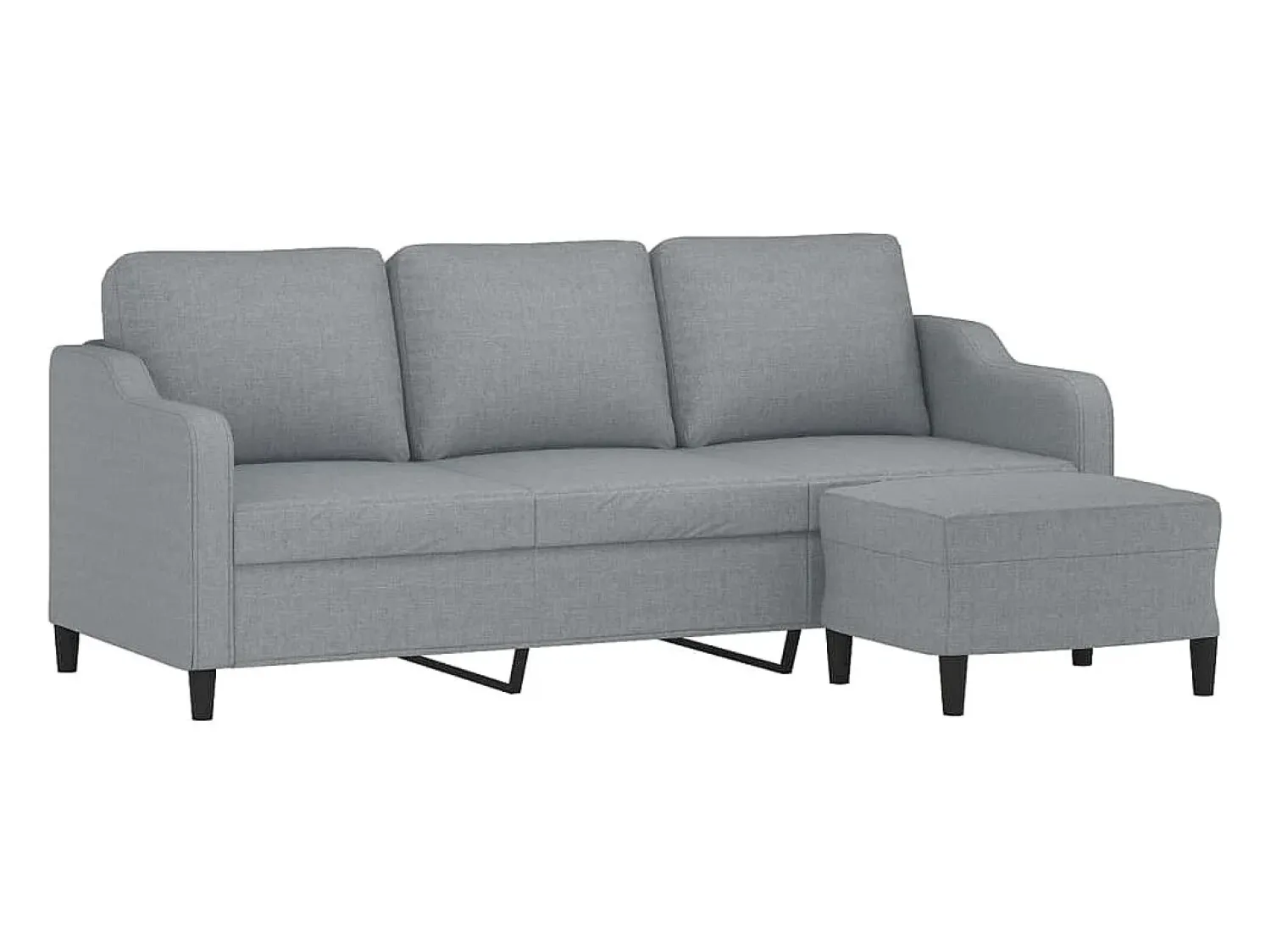 Sofá* Sofá de 3 lugares com apoio de pés 180 cm tecido -claro PT329435 Cinzento