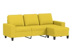 Sofá|vidaxl Sofá de 3 lugares com apoio de pés 180 cm tecido -claro Amarelo