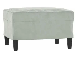 Sofá de 3 lugares com apoio de pés 180 cm veludo cinzento-claro PT186051^ Sofá
