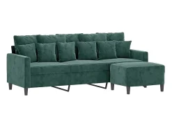 Sofá* Sofá de 3 lugares com apoio de pés 180 cm veludo -escuro PT461677 Verde