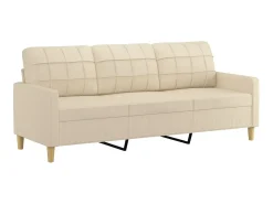 Hot Sofá de 3 lugares com apoio de pés 180 cm tecido cor PT116663 Creme