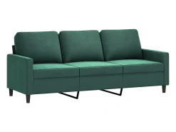 Sofá|vidaxl Sofá de 3 lugares com apoio de pés 180 cm veludo -escuro Verde