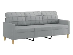 vidaxl Sofá de 3 lugares com apoio de pés 180 cm tecido -claro^ Sofá