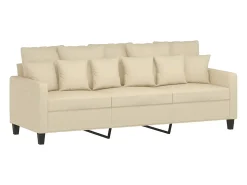 Sofá|vidaxl Sofá de 3 lugares com apoio de pés 180 cm tecido cor Creme