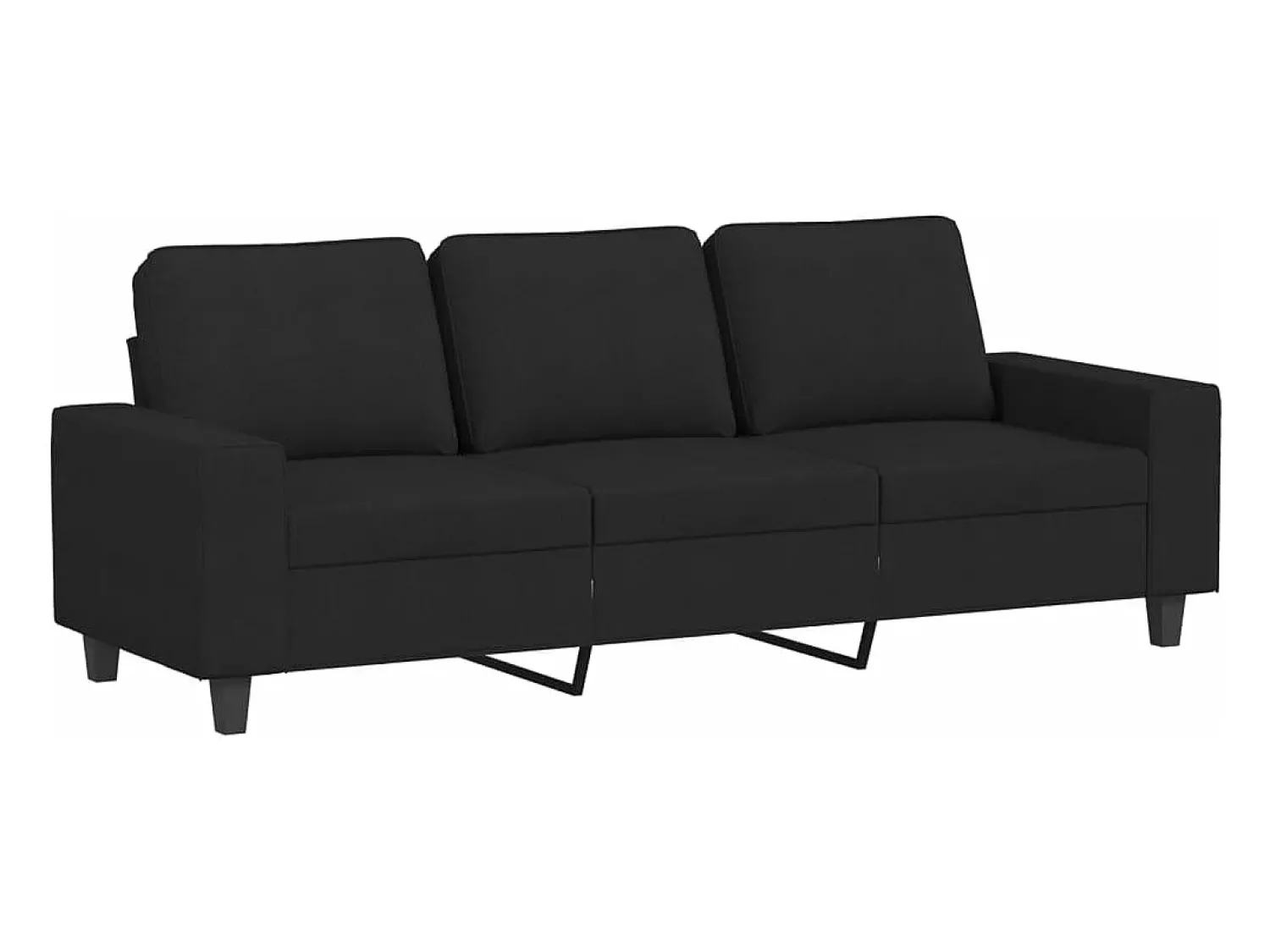 Sofá* Sofá de 3 lugares com apoio de pés 180 cm tecido PT976932 Preto