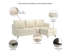 Sofá* Sofá de 3 lugares com arrumação/chaise longue reversível em tecido antracite Cinza antracite