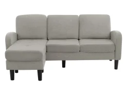 Sofá* Sofá de 3 lugares com chaise longue – Sofá de canto com bolsos laterais – tecido de algodão e linho cinzento Cinzento claro