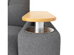 Sofá|Hauss Spole Sofá de 2 lugares com compartimentos de arrumação e mesa de apoio - Tecido Teddy Cinzento