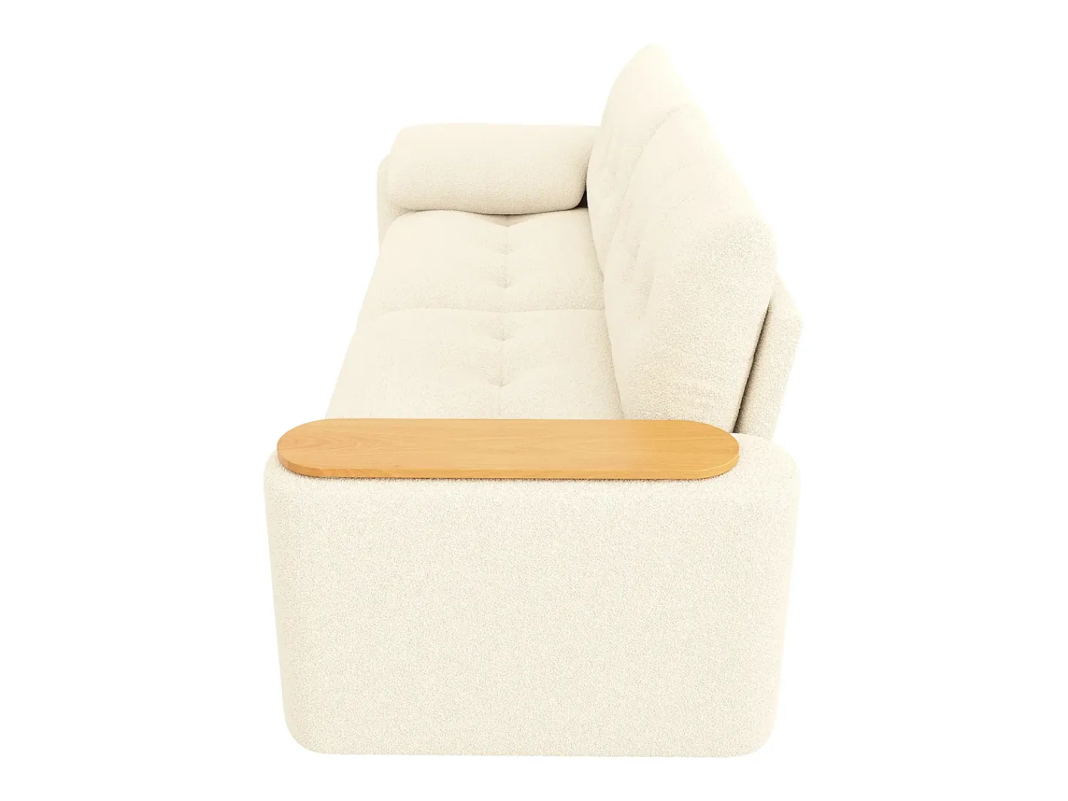 Best Hauss Spole Sofá de 2 lugares com compartimentos de arrumação e mesa de apoio - Tecido Teddy Bege