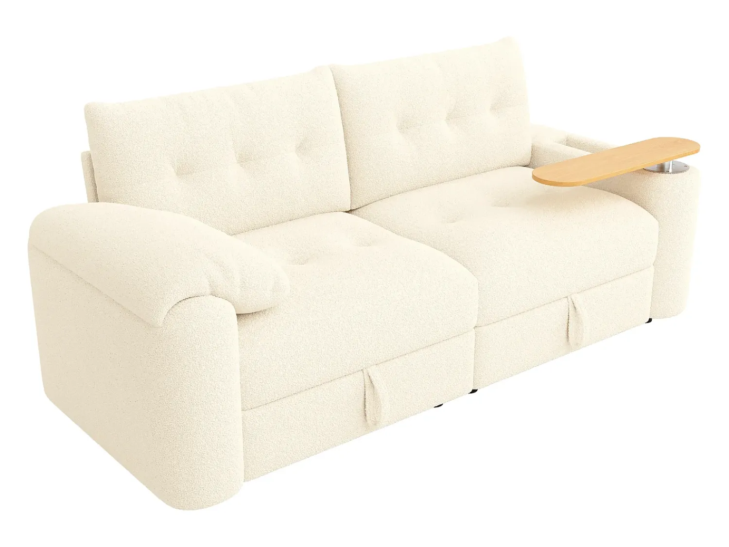 Best Hauss Spole Sofá de 2 lugares com compartimentos de arrumação e mesa de apoio - Tecido Teddy Bege