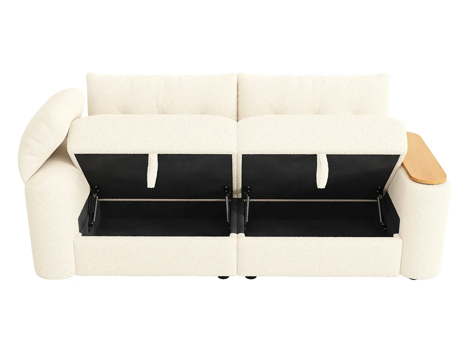 Best Hauss Spole Sofá de 2 lugares com compartimentos de arrumação e mesa de apoio - Tecido Teddy Bege