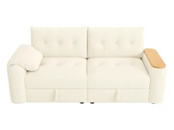 Best Hauss Spole Sofá de 2 lugares com compartimentos de arrumação e mesa de apoio - Tecido Teddy Bege