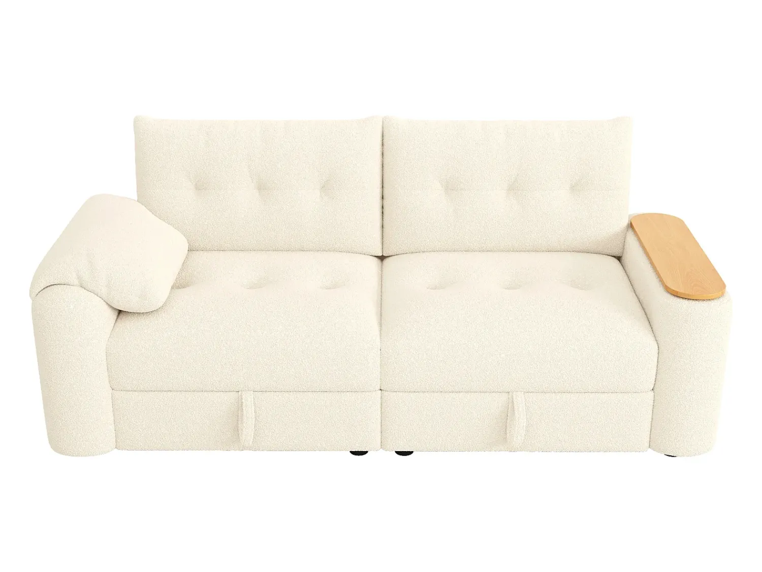 Best Hauss Spole Sofá de 2 lugares com compartimentos de arrumação e mesa de apoio - Tecido Teddy Bege