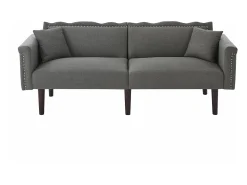 Sofá*Merax Sofá de 2 lugares com encosto ajustável - 176 x 72 x 72 cm - Tecido de algodão-linho e pernas de metal - Cinza Cinzento