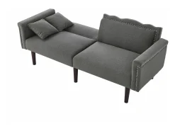 Sofá*Merax Sofá de 2 lugares com encosto ajustável - 176 x 72 x 72 cm - Tecido de algodão-linho e pernas de metal - Cinza Cinzento