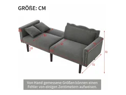 Sofá*Merax Sofá de 2 lugares com encosto ajustável - 176 x 72 x 72 cm - Tecido de algodão-linho e pernas de metal - Cinza Cinzento
