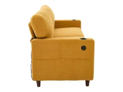 Sofá| Sofá de 2 lugares com iluminação LED - Sofá reto com suporte para copos e bolsos laterais - chenille Amarelo