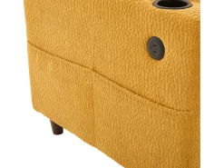 Sofá| Sofá de 2 lugares com iluminação LED - Sofá reto com suporte para copos e bolsos laterais - chenille Amarelo