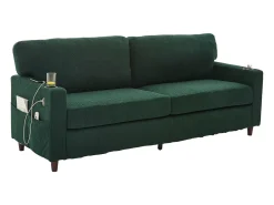 Sofá| Sofá de 2 lugares com iluminação LED - Sofá reto com suporte para copos e bolsos laterais - chenille Verde