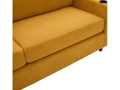 Sofá|Hauss Spole Sofá de 2 lugares com porta USB-C, iluminação LED e bolsos laterais - Tecido chenille - Amarelo mostarda