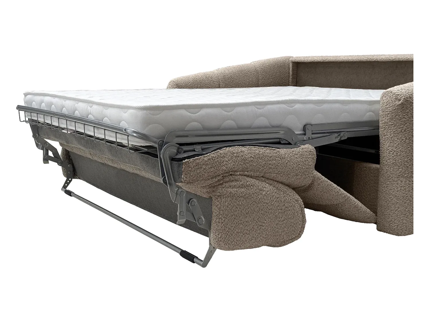 Sofá|Vente-unique Sofá de 3 lugares conversível abertura rápida em tecido bouclé área de dormir 140 cm RETUNA Taupe