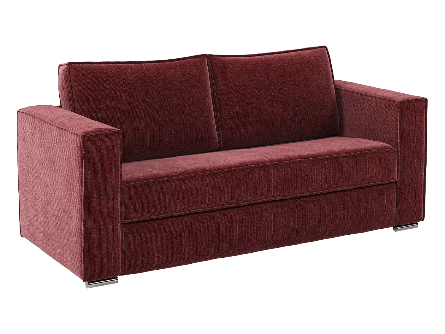 Sofá*Vente-unique Sofá de 3 lugares conversível abertura rápida em tecido chenille ripas largas -18cm LORETO Bordeaux
