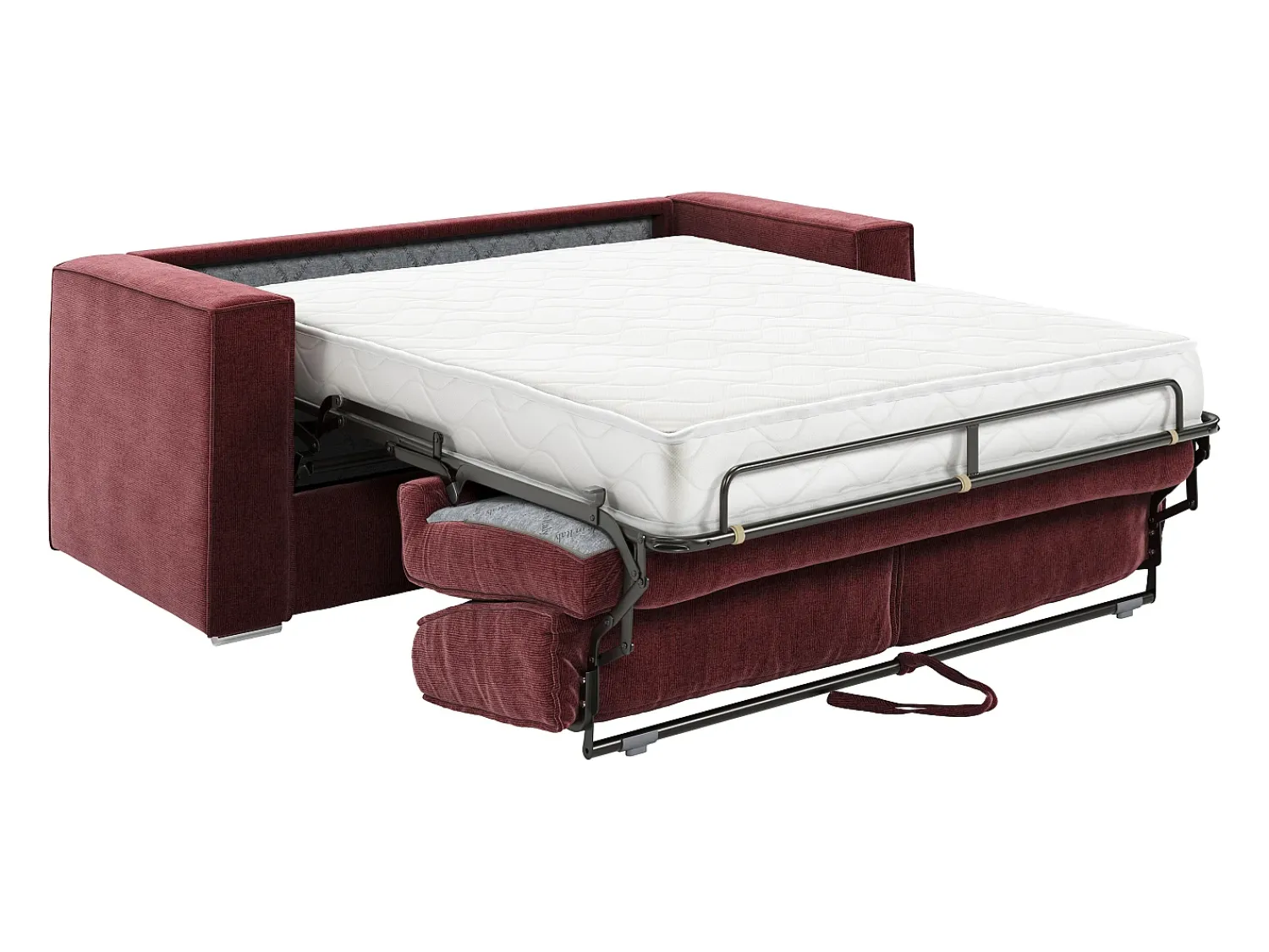 Sofá*Vente-unique Sofá de 3 lugares conversível abertura rápida em tecido chenille ripas largas -18cm LORETO Bordeaux