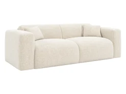 Sofá*Vente-unique Sofá de 4 lugares conversível abertura rápida em tecido texturizado - Colchão de 16 cm POGNIA Bege