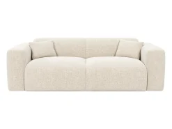 Sofá*Vente-unique Sofá de 4 lugares conversível abertura rápida em tecido texturizado - Colchão de 16 cm POGNIA Bege