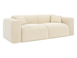 Discount Vente-unique Sofá de 3 lugares conversível abertura rápida em veludo canelado - Colchão 16 cm POGNIA Bege