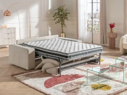 Vente-unique Sofá de 3 lugares conversível abertura rápida em tecido texturizado 160 cm colchão 13 cm DAVISO^ Sofá