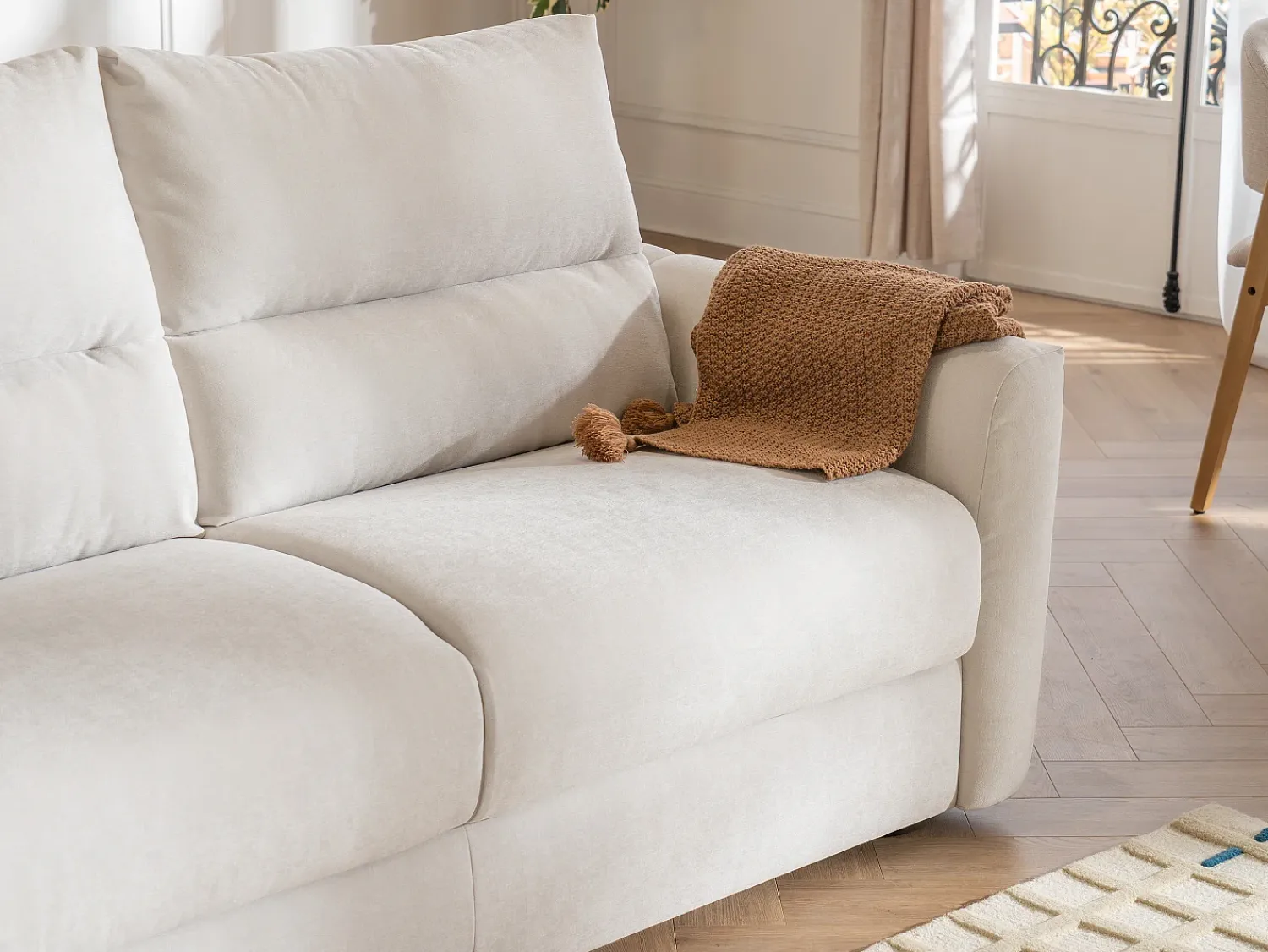 Sale Maison Céphy Sofá de 4 lugares conversível abertura rápida tecido chenille 16 cm DOVENA da Bege