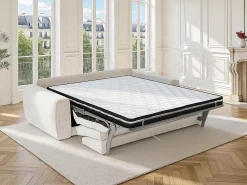 Maison Céphy Sofá de 3 lugares conversível express em tecido chenille 140 cm colchão 13 cm VOMERA^ Sofá