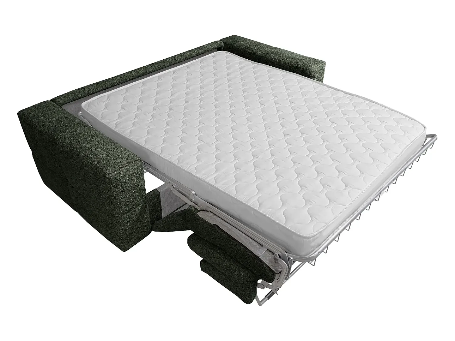 Sofá*Vente-unique Sofá de 3 lugares conversível abertura rápidao em tecido bouclé colchão 16 cm ISSORO Verde